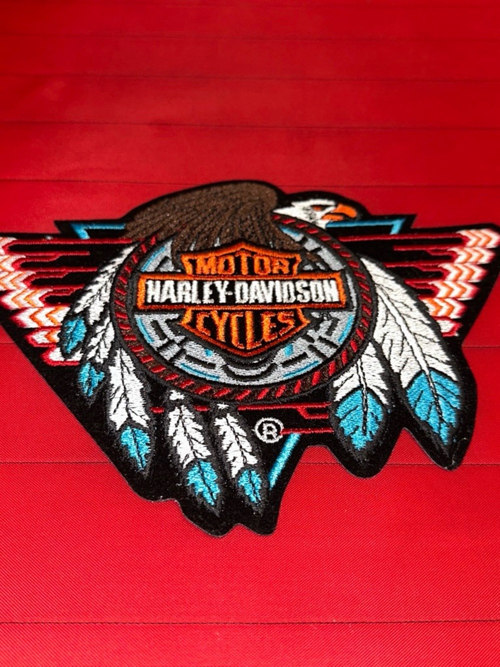 Harley-Davidson Turquoise & Red Eagle Feather Wall Emblem
